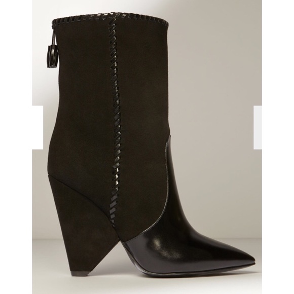 SOLD❌Saint Laurent Niki Mixed Leather Mid Calf Boots - Picture 2 of 8